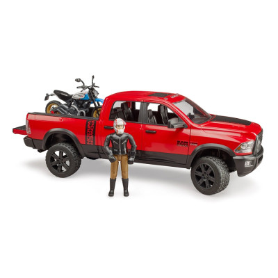 Žaislinis BRUDER džipas su motociklu RAM 2500 Power Wagon 02502