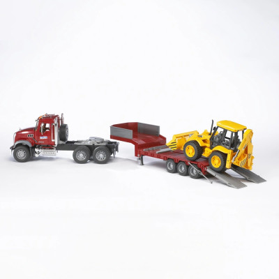 Žaislinis BRUDER sunkvežimis MACK Granite su ekskavatorium JCB 4CX 02813