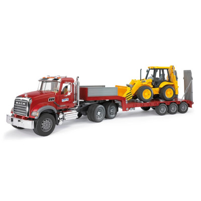 Žaislinis BRUDER sunkvežimis MACK Granite su ekskavatorium JCB 4CX 02813