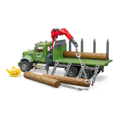 Žaislinis BRUDER miškovežis MACK Granite su priedais 02824