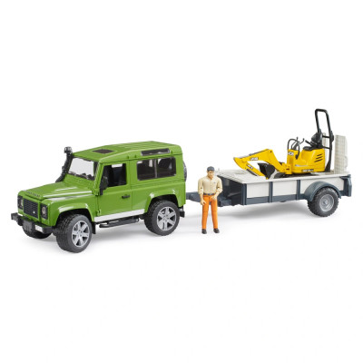 Žaislinis BRUDER visureigis Land Rover Defender su priedais 02593