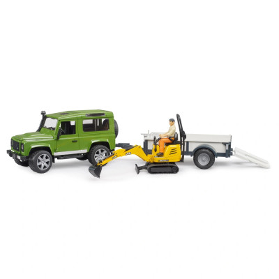 Žaislinis BRUDER visureigis Land Rover Defender su priedais 02593