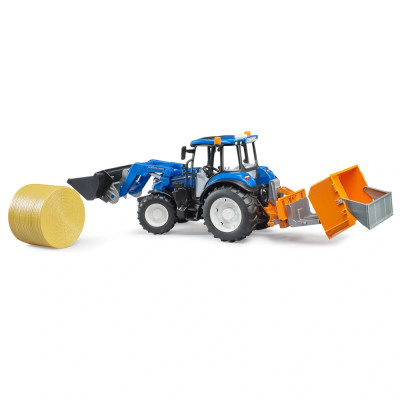 Žaislinis BRUDER traktorius New Holland su priedais T5.120 02187